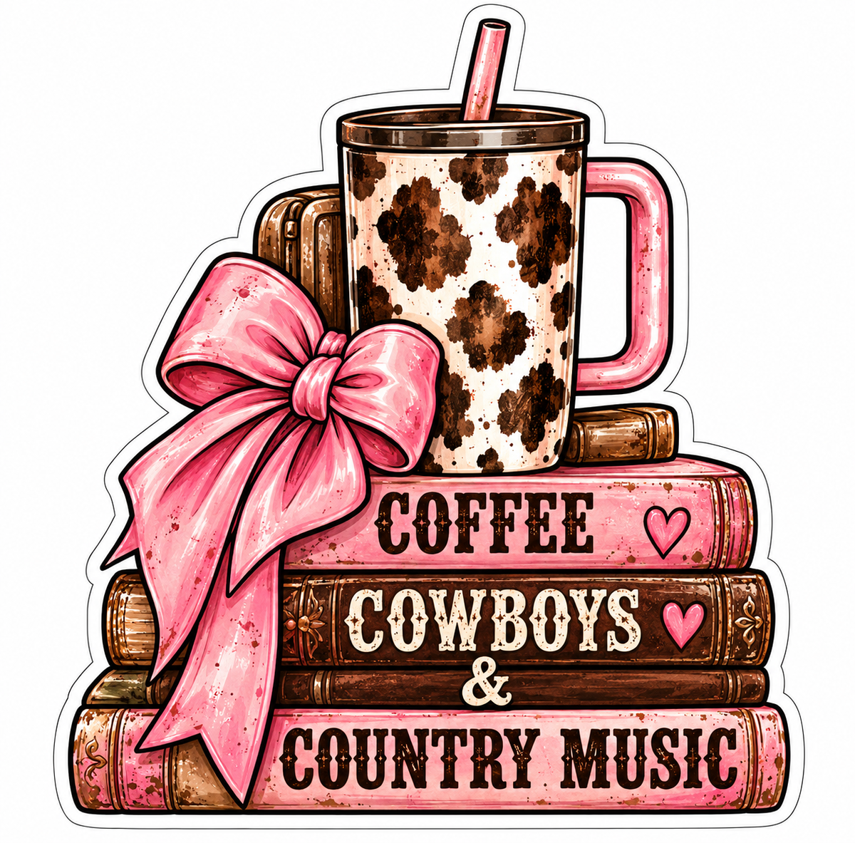 Coffee, Cowboys & Country Music Western Bookish Sticker