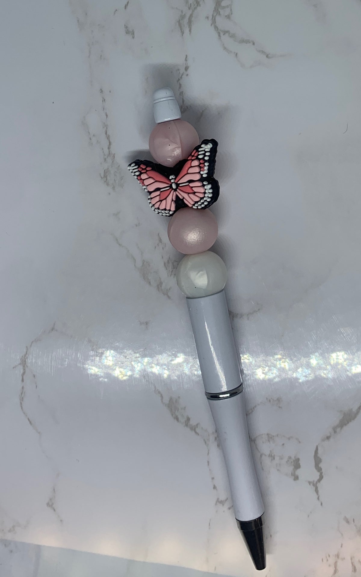Pink Butterfly Handmade Beaded Pen š¦š
