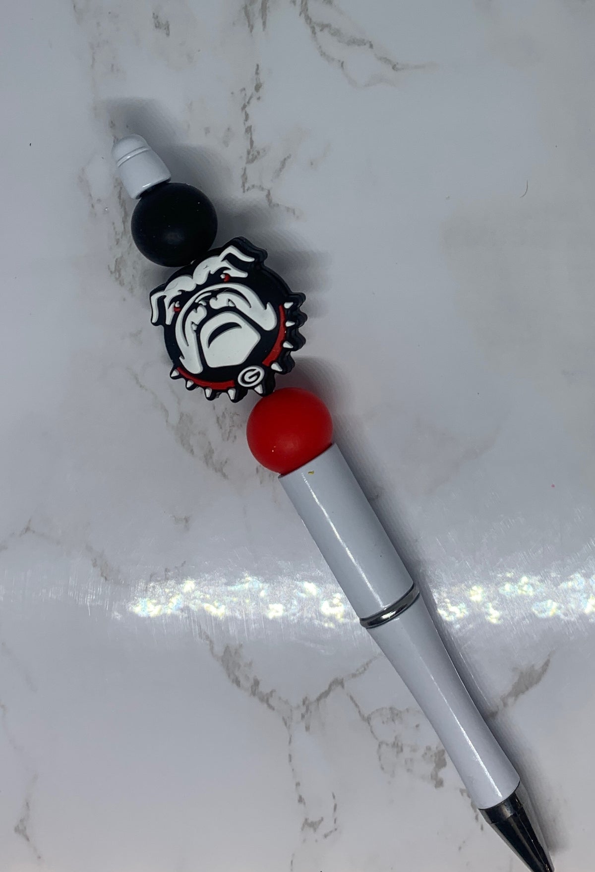 šā¤ļø Georgia Bulldogs Handmade Beaded Pen ā Bulldog Mascot Red & Black Pen
