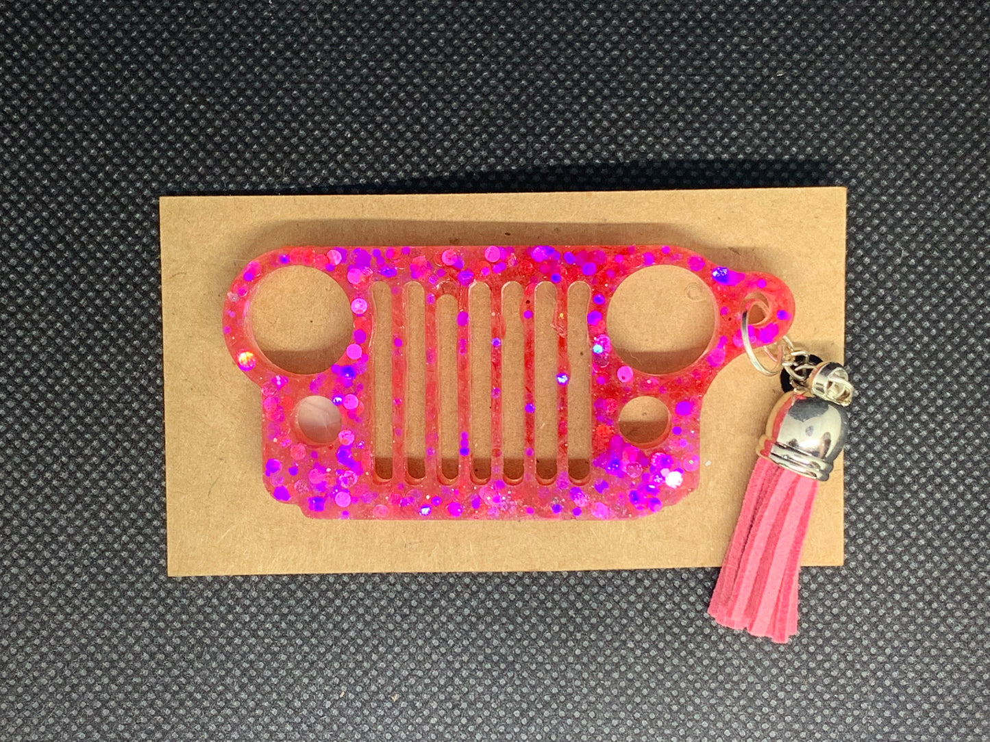 š Pretty in Pink Glitter Jeep Grille Keychain