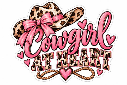Cowgirl at Heart Pink Bow Western Sticker