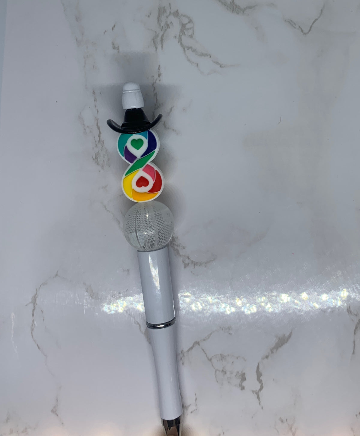 💚💙 Autism Awareness Handmade Beaded Pen – Colorful Infinity & Heart Design