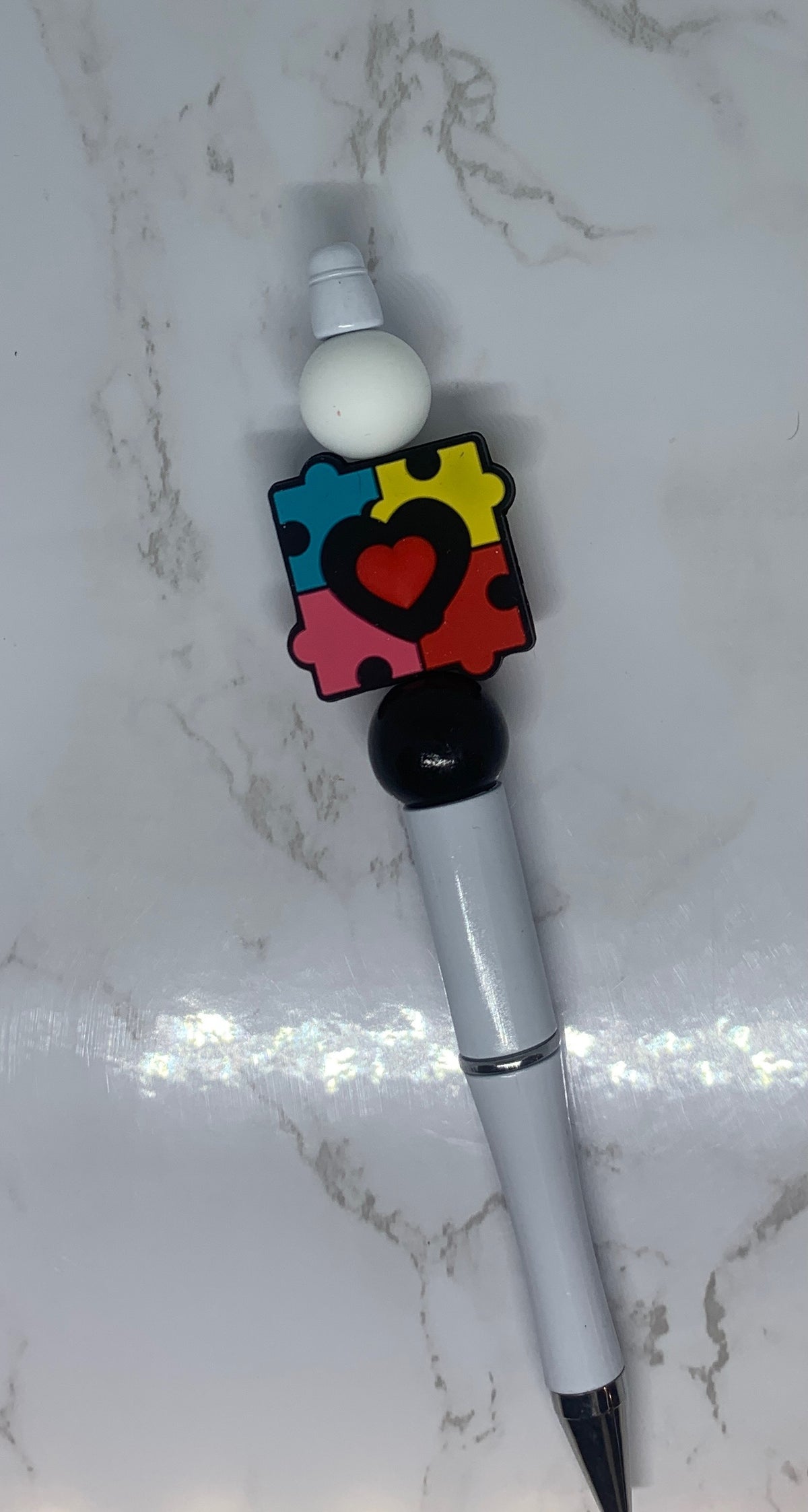Autism Awareness &amp; Acceptance Handmade Beaded Pen 🧩❤️💙💛