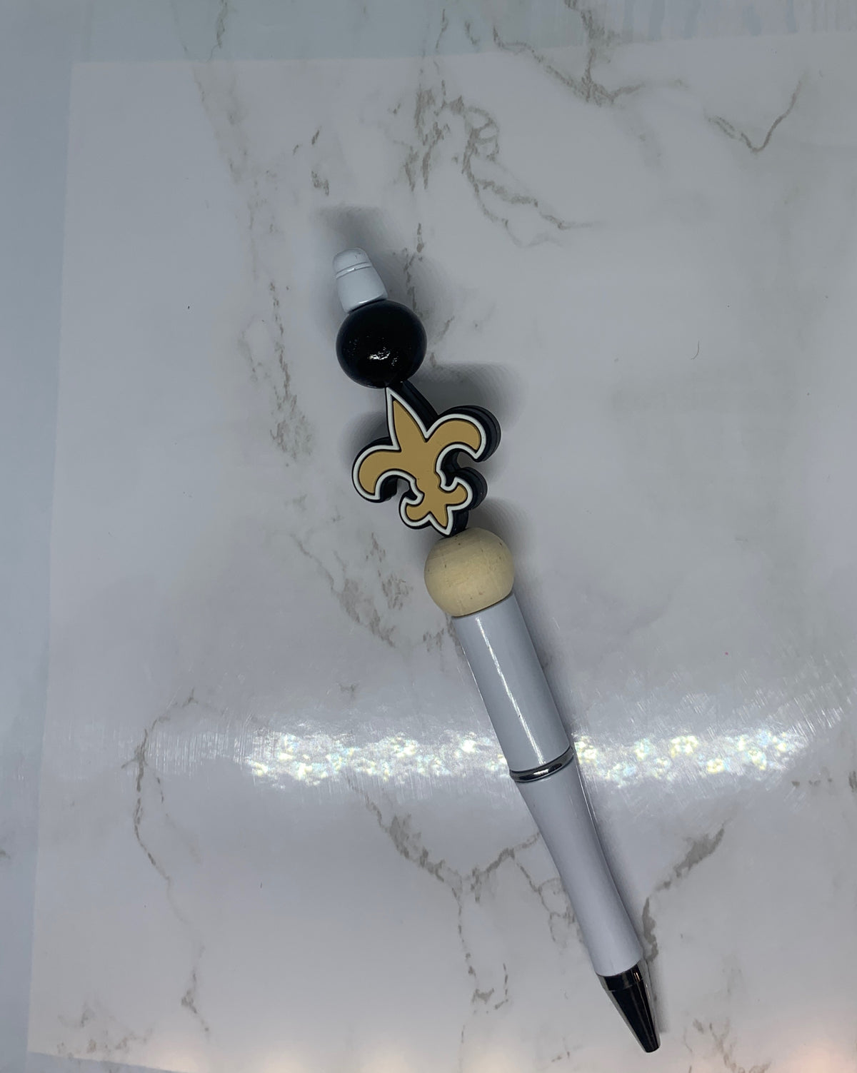 Black & Gold New Orleans Saints Handmade Beaded Pen