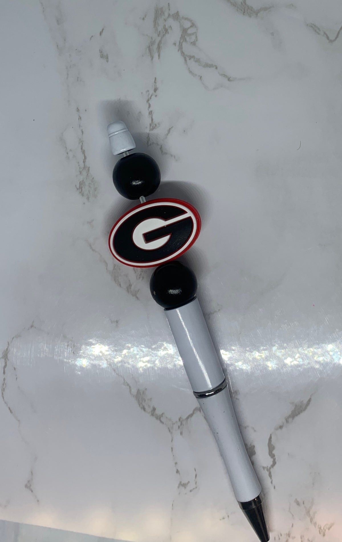 Georgia Bulldogs 'G' Inspired Handmade Beaded Pen ❤️🖤🏈