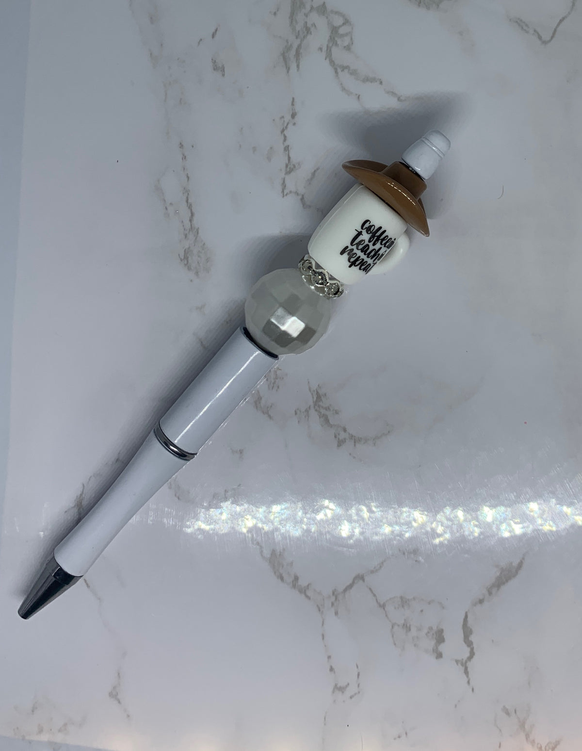 ☕📚 Coffee, Teach, Repeat Handmade Beaded Pen – Teacher Appreciation Gift
